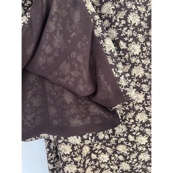 Vintage 90s Talbots Petite Pure Silk Brown Floral Cottagecore Skirt Midi Size 4 - Picture 5 of 6